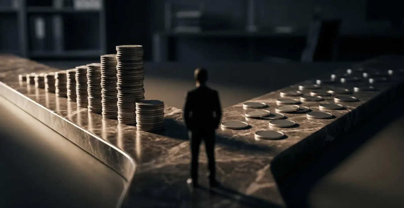 Financial analyst examining cost allocation strategies on glass board