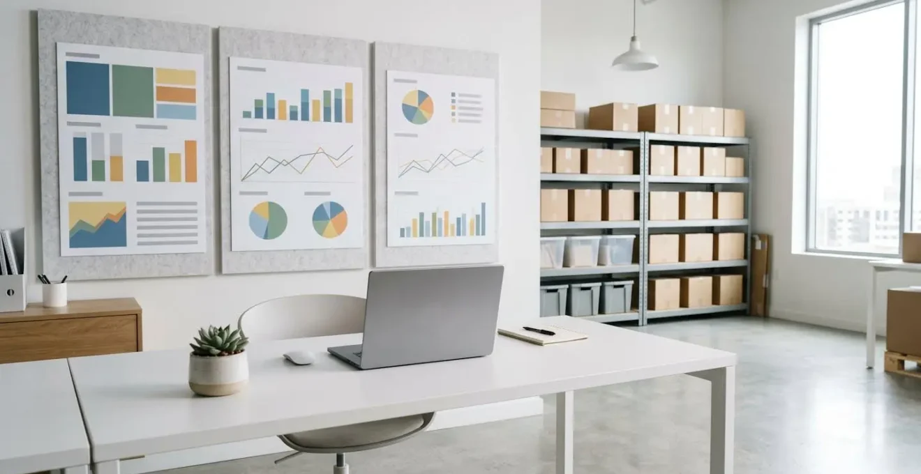 Modern workspace showing integrated e-commerce accounting technology setup