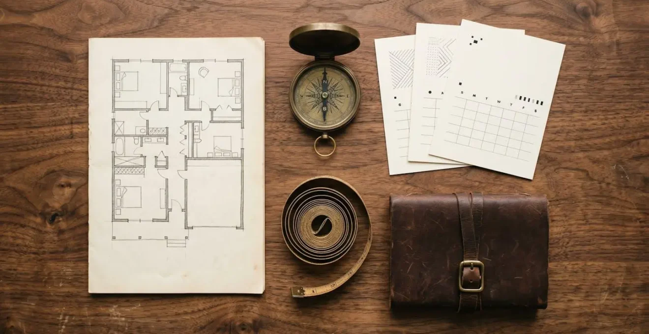 Overhead view of organized tax documents and floor plan for UK home office deduction claims