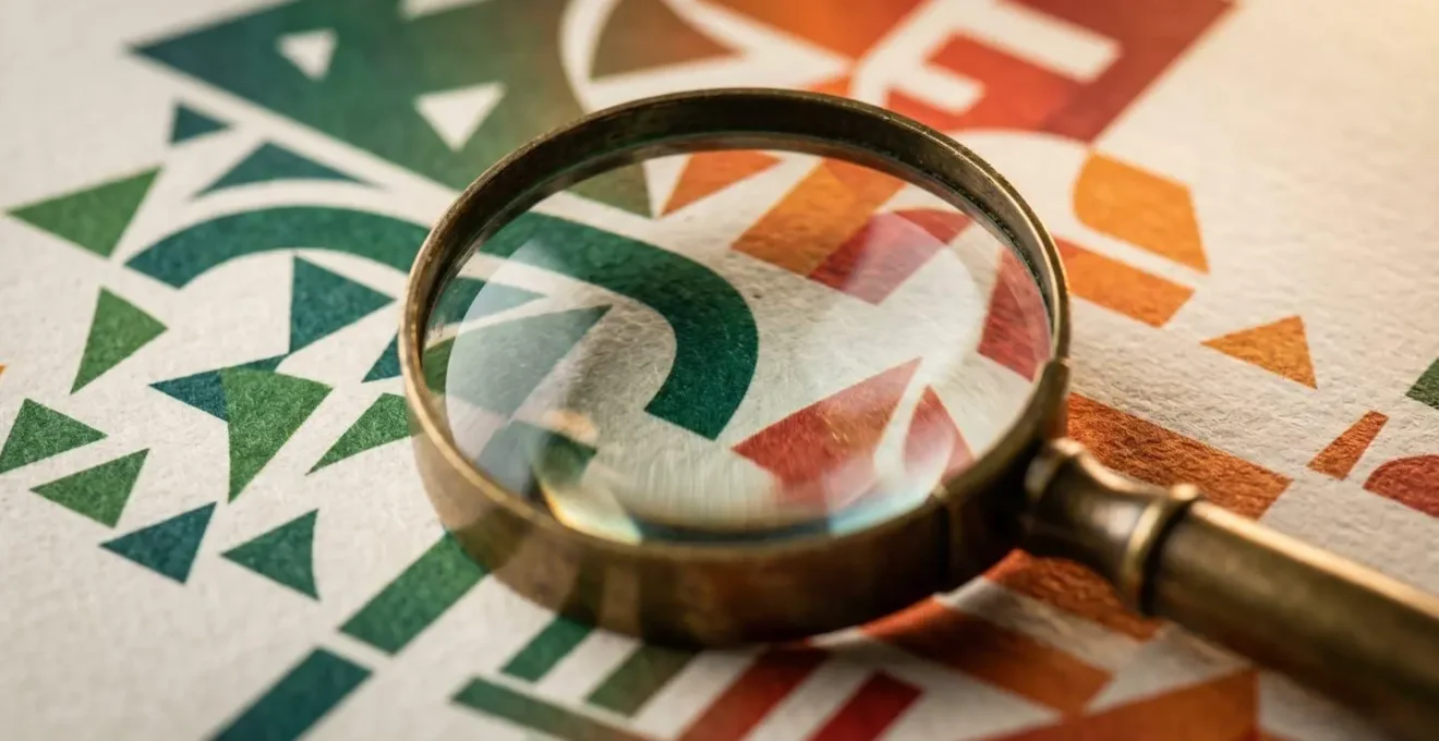 Macro shot of printed financial charts with a magnifying glass revealing hidden details and distortions.