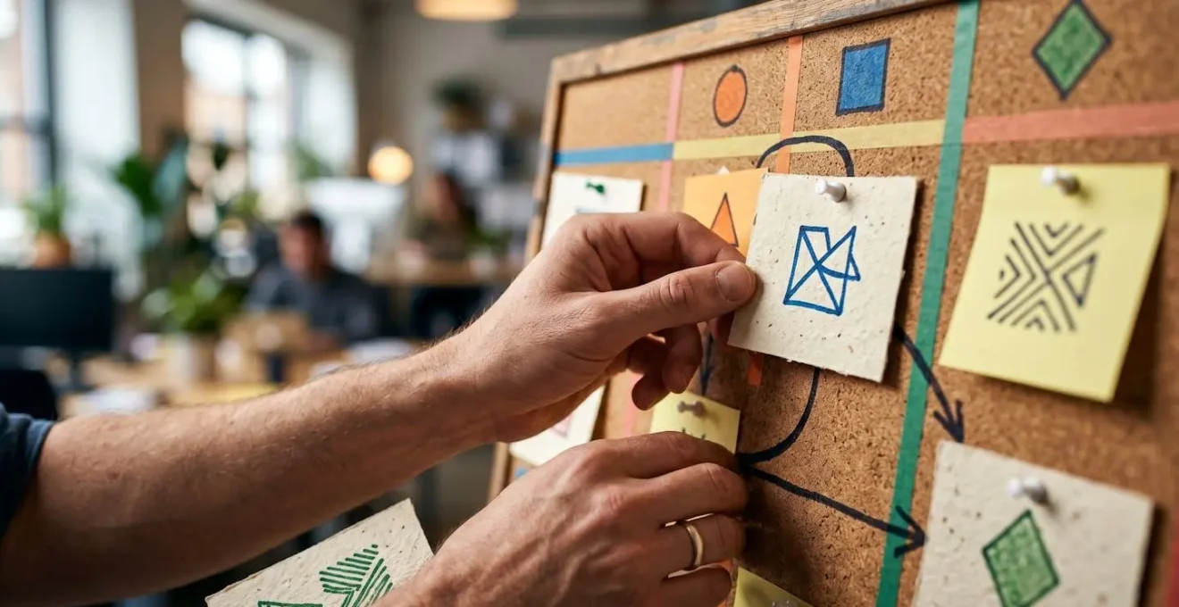 Close-up of project management tools and R&D documentation process