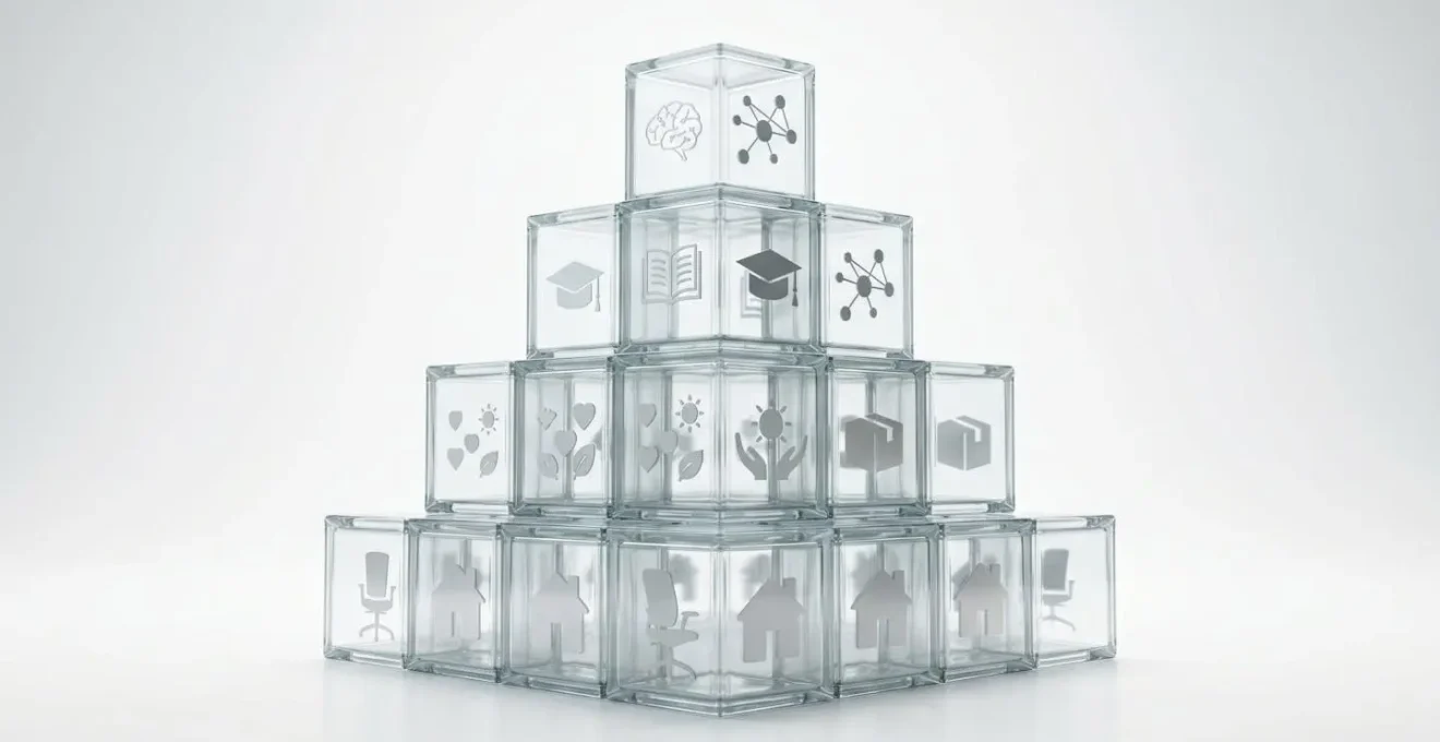 A pyramid visualising the tiered structure of remote work benefits, from essential equipment to growth opportunities.