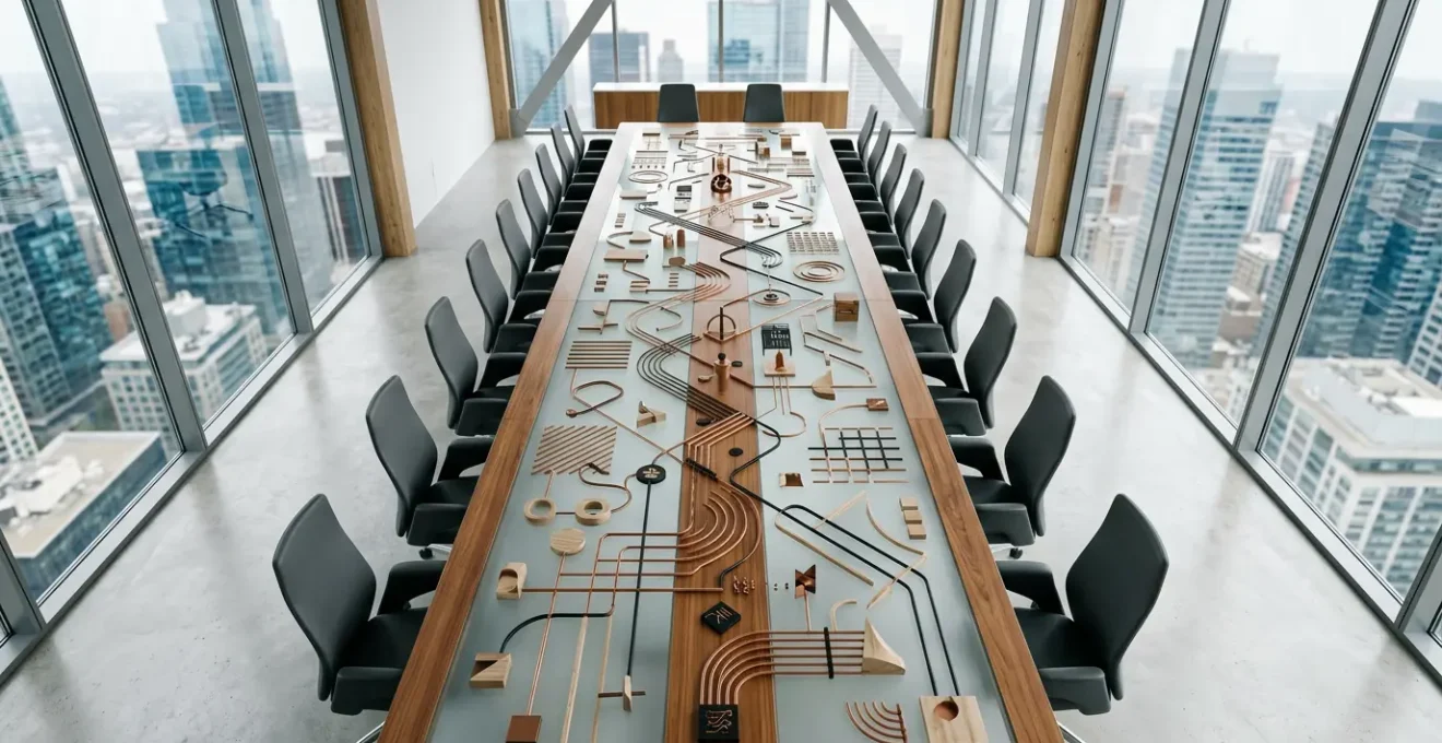 Strategic overview of supply chain risk assessment and financial planning showing interconnected business elements