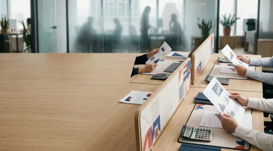 Professional financial workspace with UK tax documents and calculations