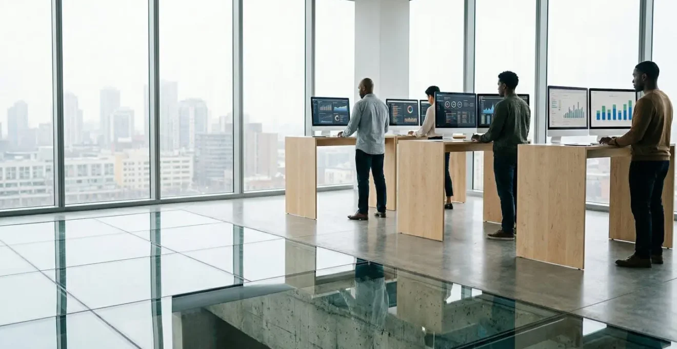 Business financial foundation with modern startup office environment